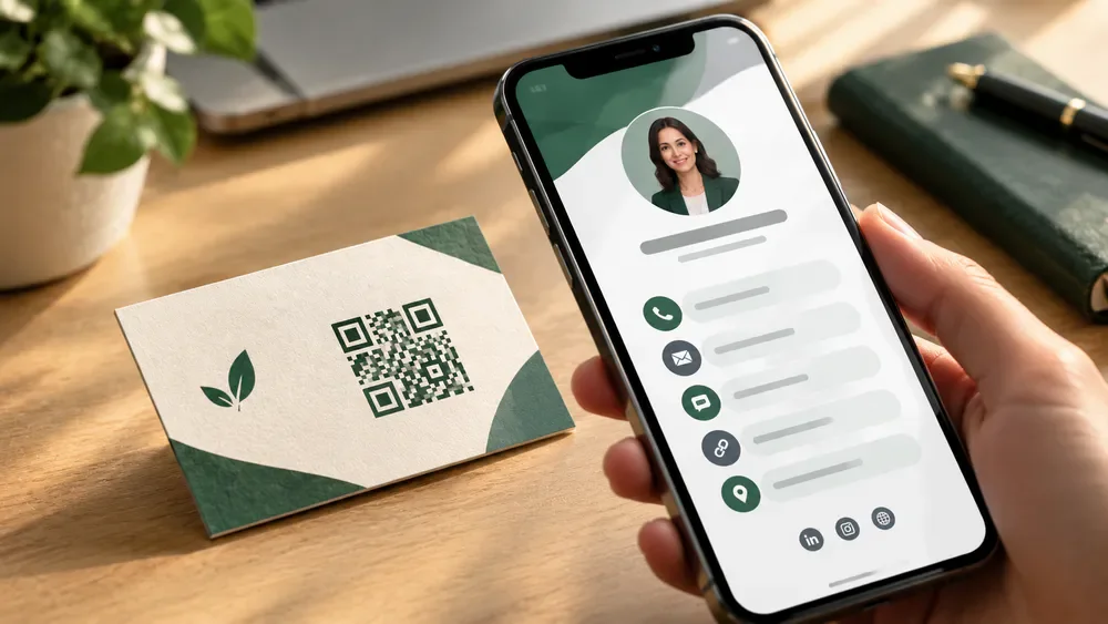 کارت چاپی با بارکد QR متصل به صفحه دیجیتال