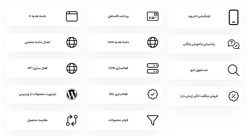 امکانات کلی شاپفا