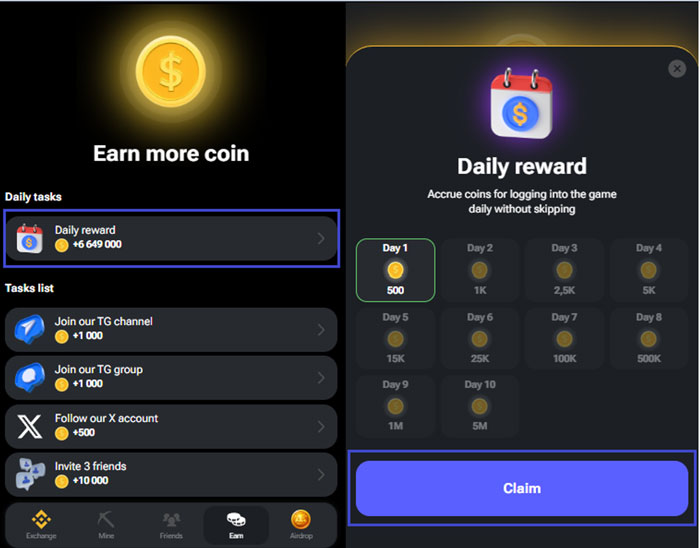 بخش Daily Reward یا پاداش روزانه در بازی همستر کامبت